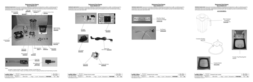 Diagram Diagram and Parts List for HBH650-CCC  Hamilton Beach Blender